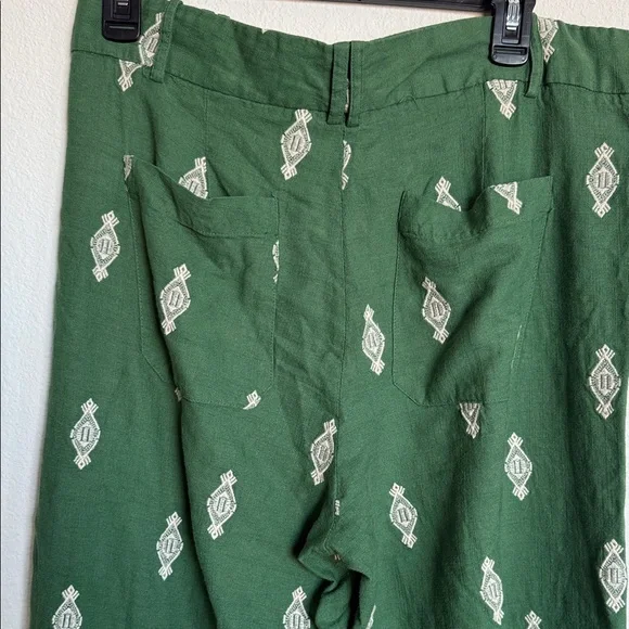 Zara Green Patterned Wide Leg Pants - Picture 9 of 10